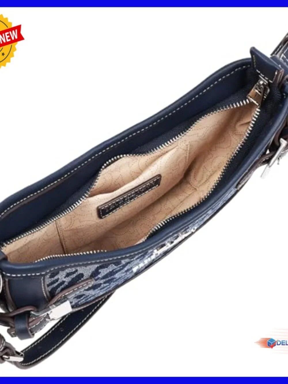 Leopard Print Denim Hobo Bag with Adjustable Strap and Interior Pocket